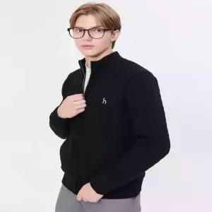 [국내백화점]  헤지스 맨 [24FW] [스테디셀러] 블랙 짜임 울혼방 집업니트 WHSW4D328BK 부드럽고 편안한