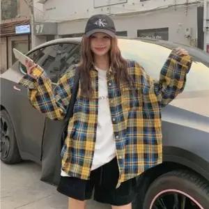 박시핏 체크무늬 트렌디폴로카라 와이셔츠 WFK1ZX4