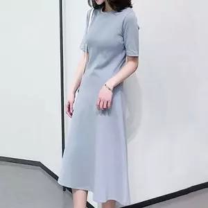 밑단 A라인 반팔 롱원피스 무지 오피스룩 (KYR-WFFT5SF)