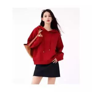 EAMT 여자 맨투맨 본명년 와인 스트링 후드 가을 겨울 캐주얼 상의 EUNG4