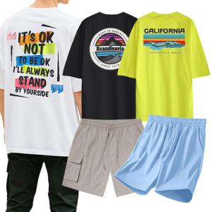 여름신상 반팔티/빅사이즈/5부오버핏/남성 남자 M~5XL 반바지 단체티