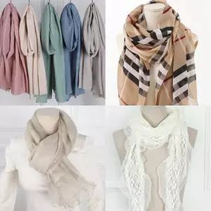 2025가을 신상 스카프 체크 레이스 면 여성 선물