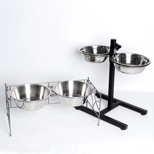 강아지 밥그릇 식기 식탁 개밥그릇 쌍식기 애견 물그릇 2구 세트 높이 높이조절