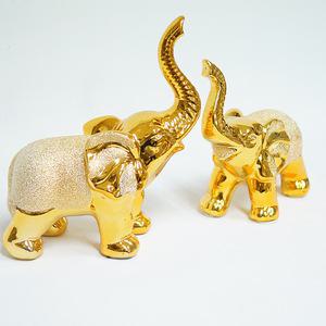 황금코끼리2p세트 코끼리 장식소품 황금코끼리 인테리어소품 집들이 개업선물 장수의상징  코끼리
