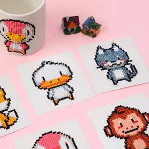 [오피스스쿨] 민화 동물 보석 십자수 8종 DIY 만들기 스티커꾸미기 동물 캐릭터 보석십자수