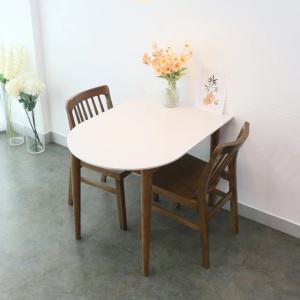 참갤러리 2인용 반타원 세라믹 식탁 원목 프레임 테이블 1000 (의자 추가구성)