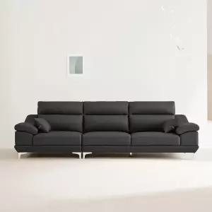 동서가구 뉴테라 천연면피가죽 4인 소파(스툴미포함) DF921806