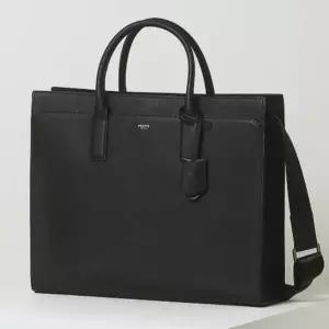 [헤지스](대구신세계)블랙 로고배색 소가죽 서류가방 HJBA5F650BK