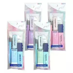스테들러 파스텔세트(샤프1개+형광펜1개+지우개1개+지우개리필1개) / 필기구 문구 학용품세트