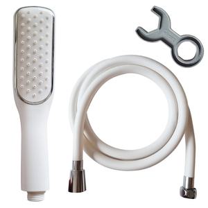 두진바스 화이트 슬림 샤워기 헤드 + 꼬임방지 튜브형 샤워호스 화이트 세트, 2m, 1개