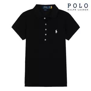 [POLO RALPH LAUREN] 폴로 랄프로렌 여성 슬림핏 스트레치 반팔 카라티 블랙 [5 버튼]