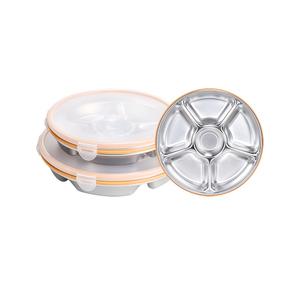 원리빙 스테인리스 원형 나눔 밀폐반찬통 6칸 사이즈 중 1개