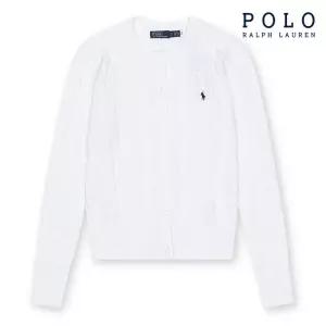 [폴로랄프로렌]여성 겨울 케이블 니트 코튼 크루넥 가디건 화이트