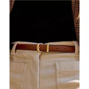 [롯데백화점]닥스 액세서리 LL[선물포장]브라운 DAKS 로고 음각 골드버클 소가죽 비조 여성벨트 DBBE3F799