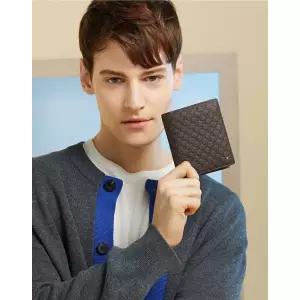 [롯데백화점]닥스 액세서리 LL[선물포장][LOUIS]브라운 유럽 수입가죽 루이스 엠보 DD 패턴 중지갑 DBWA4E3