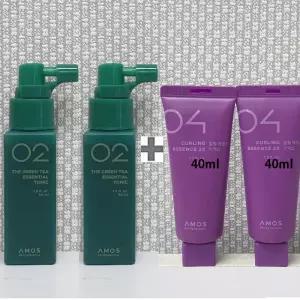 아모스 녹차실감 에센셜 토닉 50ml x 2개 +휴대용 컬링 에센스 40ml x 2개
