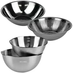 스텐 믹싱볼 쌀 함박 17종 베이킹 눈금 계량 스테인리스 세척 볼 대야 다라이 그릇 20cm~36cm