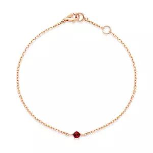 [비앤비골드] 18K 루비 5발 프롱 포인트 체인팔찌 NPB40195
