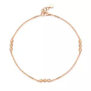 [비앤비골드] 18K 밀그레인 컷팅볼 함마링체인 발찌 NPA40214