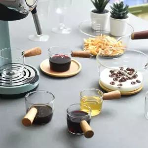 홈까페 내열유리 우드 핸들볼_70ml 소주잔(사케잔),에스프레소 샷잔(100ml),다용도볼(400ml),라면기(600ml)