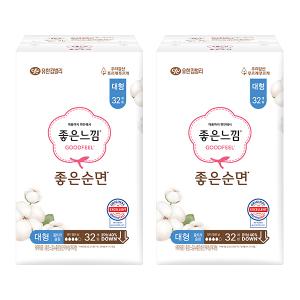 좋은느낌 좋은순면 날개형 울트라슬림, 대형, 32매, 2개