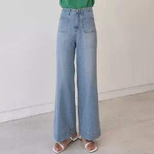 [하프클럽/헤이데이즈]842 앞포켓 와이드 부츠컷 데님 팬츠 (청) 하이웨스트 포켓 청바지