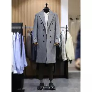 갤러리아 BON 그레이 홈스펀 캐시미어 혼방 호시스티치 더블 롱 코트 BN3WHA590