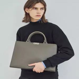 닥스 액세서리 24FW [서류가방(13인치 노트북 수납)][D-BORSA][D보르사] 그레이 소가죽 DBBA4F018G2