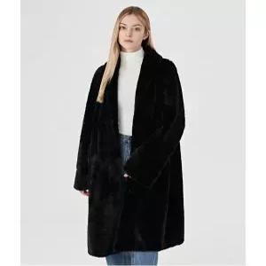 [GGPX][시즌오프] 베이직 숄 카라 버튼 포켓 밍크 퍼 롱 코트 (GODJH009D)