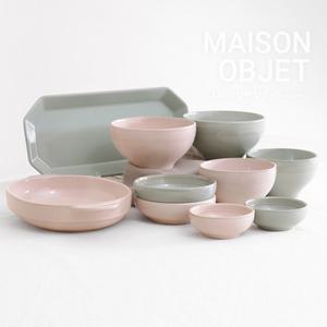 윤도자기 다인 2인 홈세트 10P 분홍+청옥