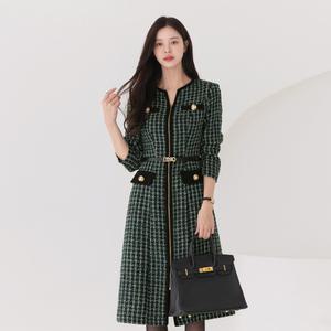 [시크라인] (~XXL까지) 프레드 트위드 집업 벨트 원피스 겨울 코디 오피스룩 하객룩 연말룩 모임룩 파티룩 빅사이즈