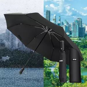3단 장우산 135cm 휴대용 접이식 장마 암막 빗물받이 원터치 특대형 자동 우산