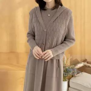 [디얼마미] 콜 니트 울조끼 원피스 세트 /마담 미시 중년 여성 빅사이즈 40대 50대