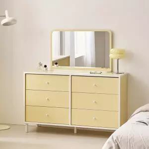 나무뜰 마몽 E0 양면 와이드서랍장 1200 6단+화장대 거울 OWF114C