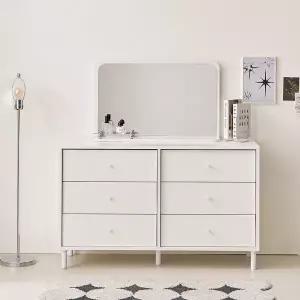 보루네오 마르체 폴라 E0자재 6단 와이드 서랍장+스탠딩 화장대 거울 BOW531C