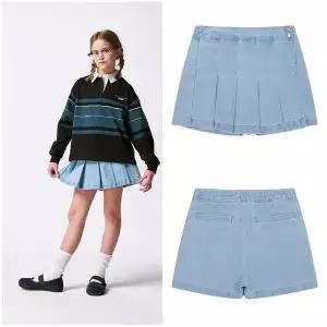 갤러리아 AZA4SK01SB 플리츠 스카이블루 데님 스커트팬츠