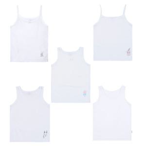 삐삐롱 남아 여아 어린이 사계절 기본 자카드 에어로쿨 속옷 흰색 런닝