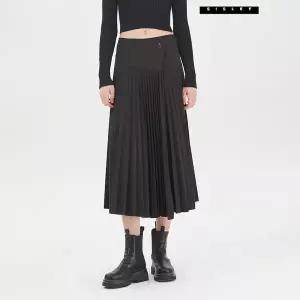 [시슬리] 코너 랩 플리츠 스커트 SASK04341_BK