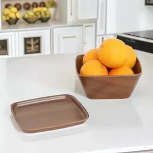 지코멜라민 브라운우드 밧드세트 티박스 간식바구니 미니쟁반 트레이 뚜껑 티백 소품상자