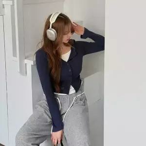 [제작/빅사이즈]이블렛 드네프 라벨 배색 레이어드 가디건 티셔츠 제이스타일