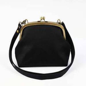 가마구치 핸드백 일본 핸드메이드 똑딱이 크로스백 아메카지 블랙