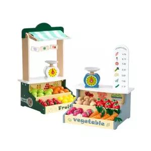 플레이 원목슈퍼마켓놀이대2종세트 1074set) 원목슈퍼마켓놀이대 야채+원목슈퍼마켓놀이대 과일)