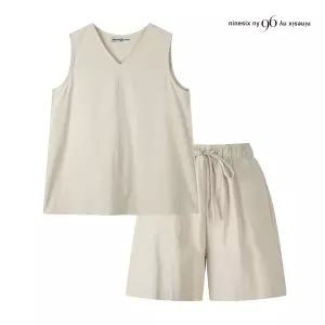 린넨 V넥 민소매 블라우스 세트 투피스 (NP6ST003M0)