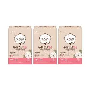 좋은느낌 유기농100%순면흡수체 탐폰, 슈퍼, 12매, 3개