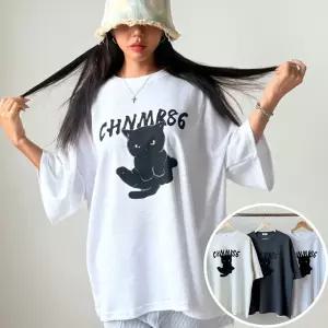 86냥냥 BOX 여성 오버핏 반팔 티셔츠 (3컬러) 박스티 빅사이즈