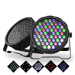 LED 54x3W RGB 무대 조명 플랫 파 램프 DMX512 음성 활성화 조명 프로젝터 나이트 클럽 DJ 디스코 파티 조