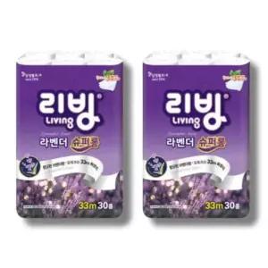 리빙 라벤더 슈퍼롱 3겹 33m 30롤 2팩