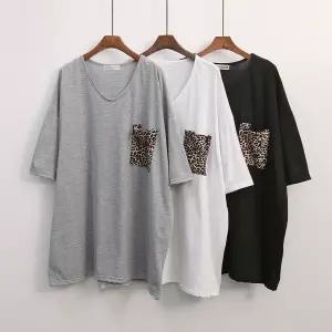 빅사이즈호피티 G451L508 레오파드포켓7부면티 NO