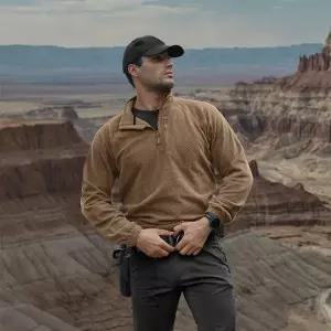 [CQR][한정특가] CQR 남성 그리드플리스 쿼터집업 긴팔 아웃도어 티셔츠