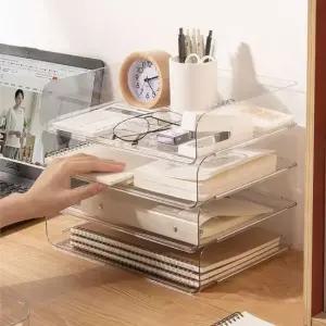 적층식 투명 서류 정리대 종이함 이면지함 문서함 A4용지 보관함 지류 시험지 페이퍼 트레이 정리함 받침대